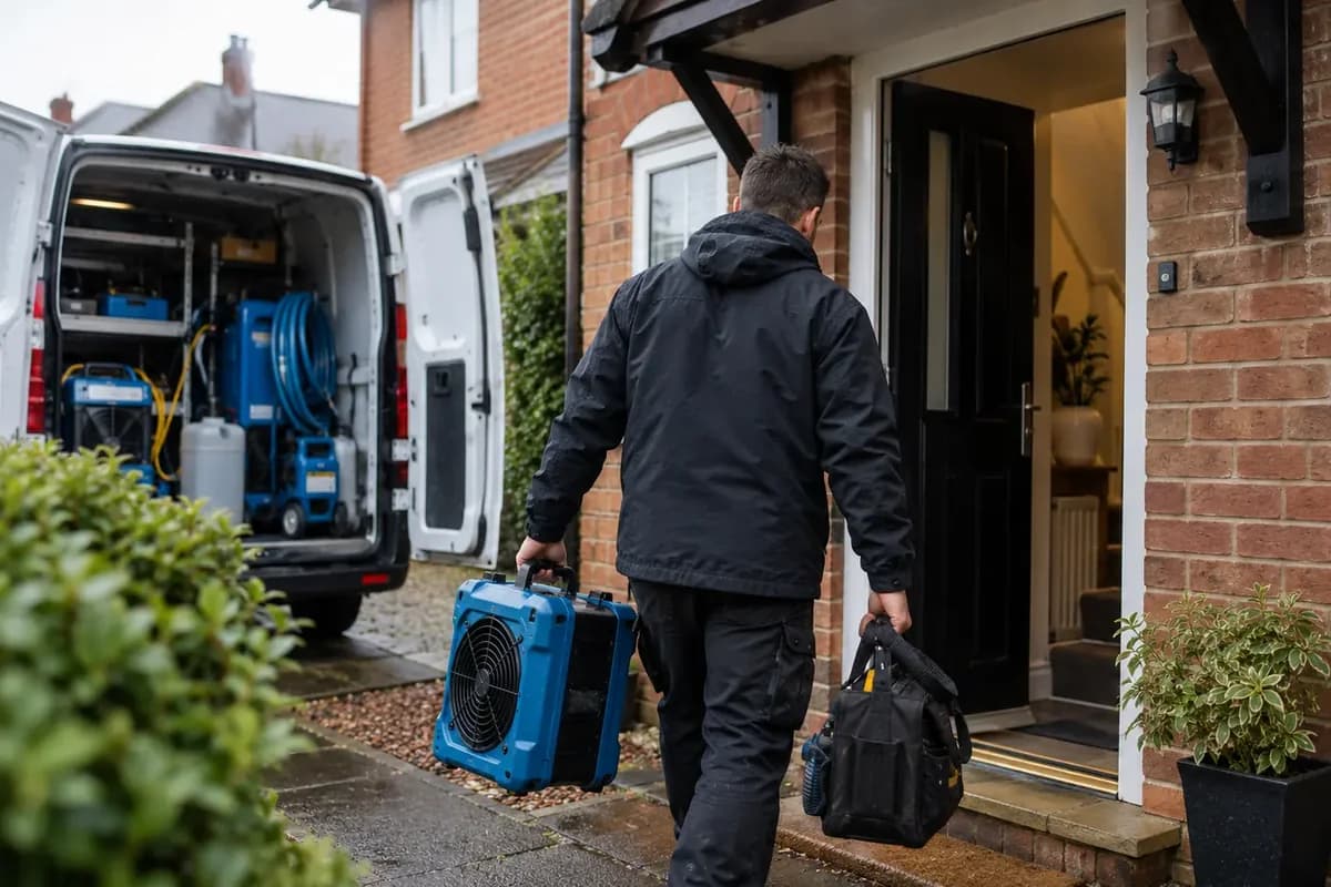 JK Mould Removal technician arriving at a residential property with treatment equipment